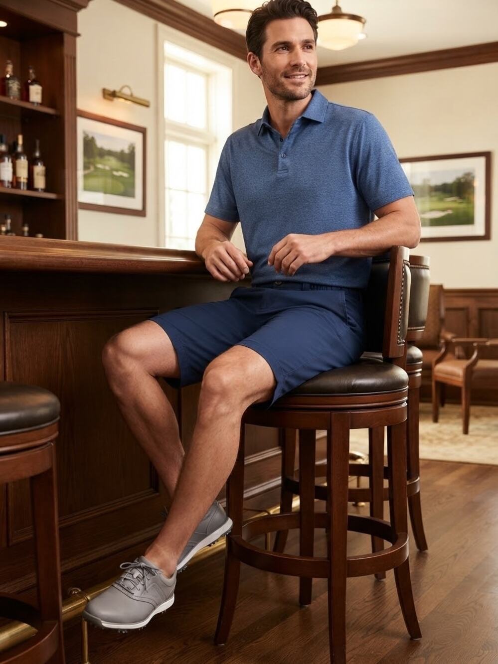 Banana Republic Men's Navy Blue Flat Front Comfort Shorts Size 32 Golf Casual